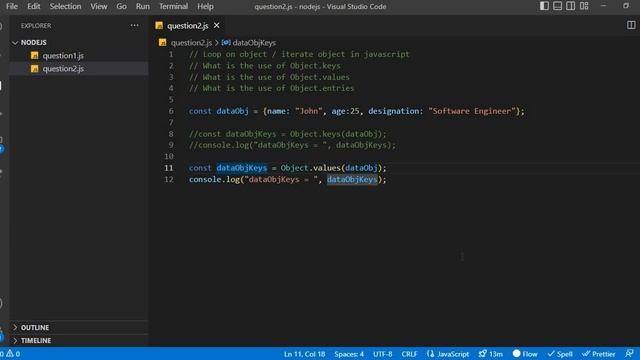 Iterate object in JavaScript | Use of Object.keys, Object.values and Object.entries | Hindi 2023