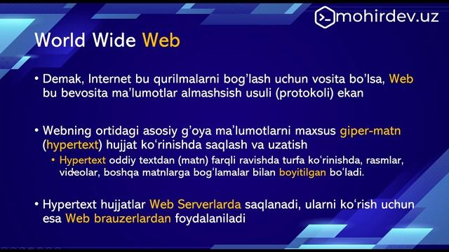 INTERNET VA WEB NIMA?