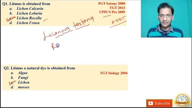 PGT/TGT Biology Previous year Question with Solution//Lichens //NEET// ICMR JRF// Dr. Cheema//2020