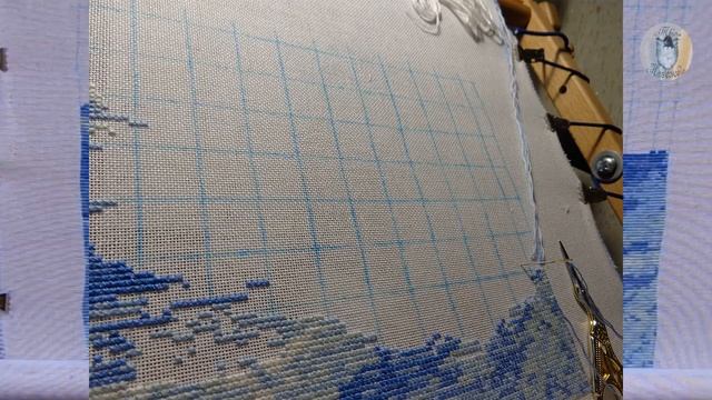 Первая Вышивка по Авторской схеме Изнанка при парковке Море на канве Вышивка крестом