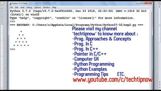 Home Star Pattern Example in Python | Hut Star Patten Code in Python in Hindi