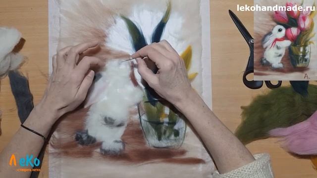 Мастер-класс/ Как рисовать шерстью/ Шерстяная акварель/ Кроличьи нежности