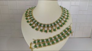 Украшение из бисера. 4 часть. Комплект. Ожерелье из бисера. Мастер класс. Пошаговый МК ..mp4