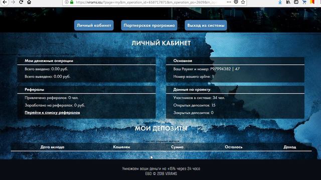 Инвестиционный проект VIRAMS предоставит вам заработок на автомате 115% за 24 часа? Честный отзыв.