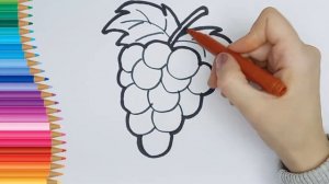 Как нарисовать  ВИНОГРАД. Раскраска