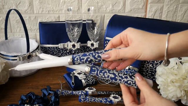 Wedding accessories Wedding glasses Wedding candles Wedding set navy blue Свадебный набор VIZZARA