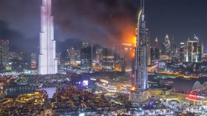Новогодний пожар в Дубае: как горел роскошный отель-небоскреб "Адрес" в timelapse