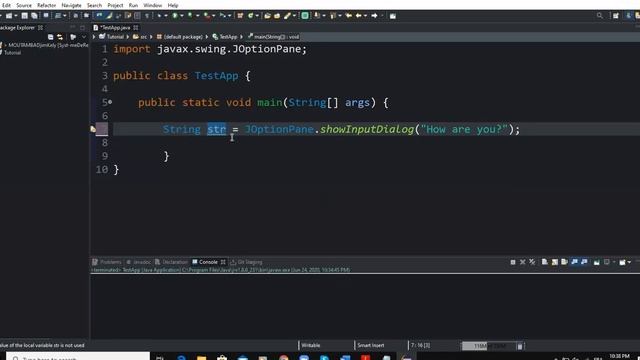 Java GUI Tutorial - using Dialog Box to Input in Java using JOptionPane.showInputDialog() method