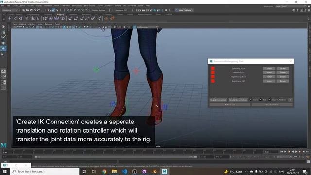 Animation retargeting tool for Autodesk: Maya