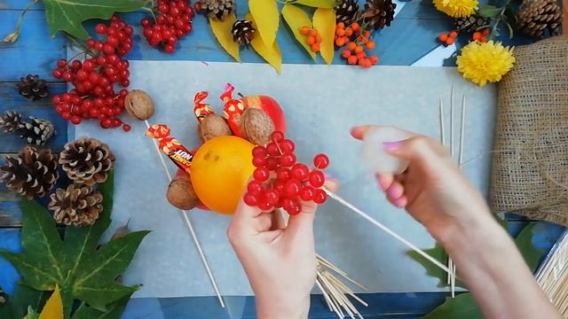 Осенний букет из фруктов, орехов, конфет I Мастер класс I How to make Fruit Bouquet