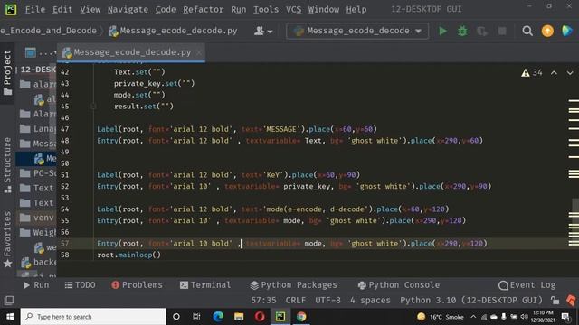 Message Encode Decode in Python with Tkinter GUI
