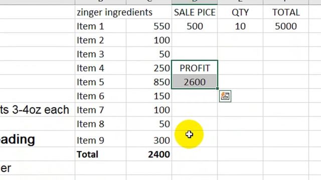 recipes cost excel sheet example смотреть онлайн