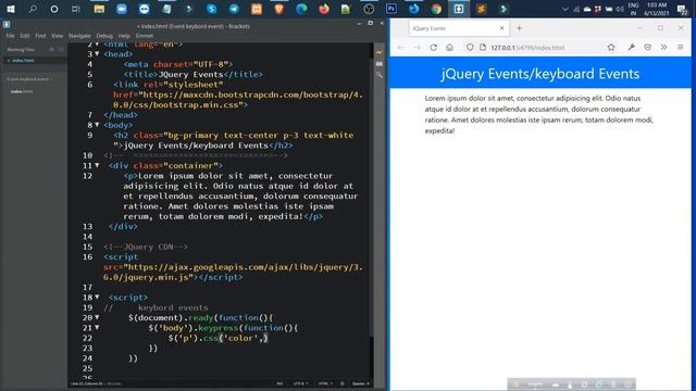 jQuery Keyboard Events | jQuery Events | jQuery Tutorial For Beginners