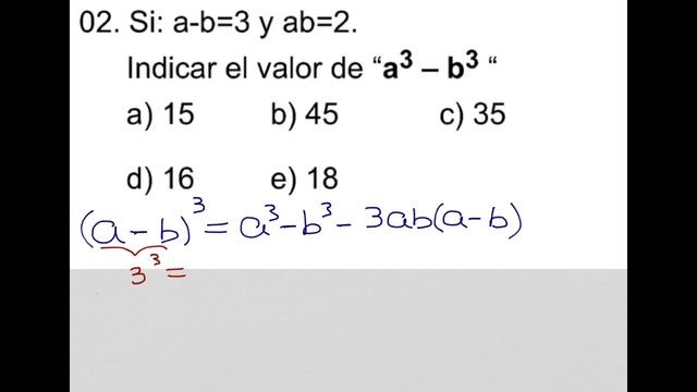 Si a-b=3 y ab=2 hallar a3-b3 смотреть онлайн