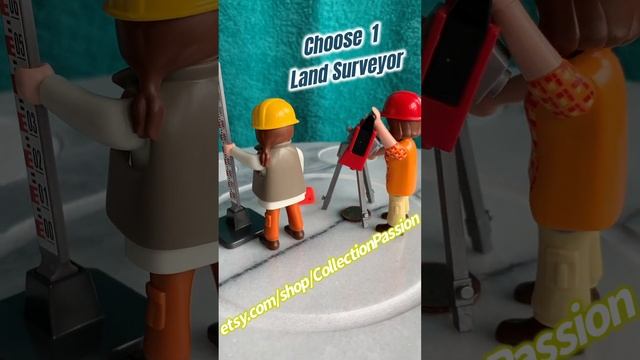 land surveyor playmobil construction worker cartographer geodesist totale station