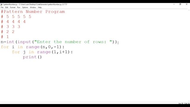 Pattern Program For Python | Python for Beginner | Code Generator | CG.