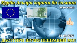 Срочно! Курсы USD/RUB/TJS Курби асъор баройи имруз 01.04.2022 Курс валют в Таджикистане на сегодня.