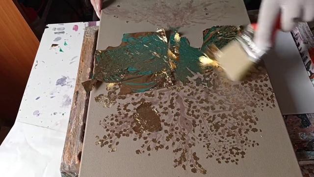 Золотое дерево! Акрил, поталь. Мои эксперементы. смотреть онлайн