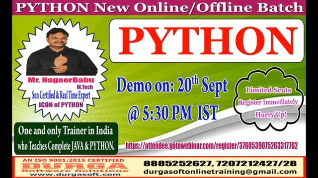 PYTHON Online Training in DURGASOFT смотреть онлайн