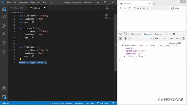 JavaScript Beginners Tutorial - JavaScript Objects & Object Literals | CheezyCode (Hindi) #17