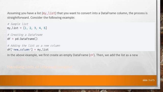 Converting a List to a DataFrame Column in Python