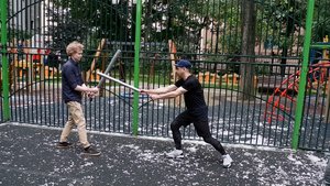 Школа фехтования катаной техника кендзюцу - удар переводом по рукам на длинном мече