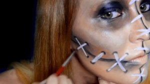 Грим куклы вуду / Voodoo doll Halloween makeup