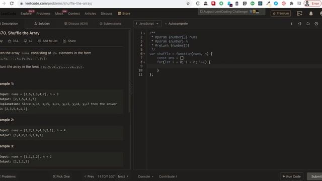 Shuffle the Array | Leetcode 1470 | Javascript