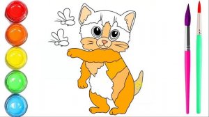 How to Draw and Coloring Red Cat for Children & Как рисовать и раскрашивать Рыжую кошку для детей