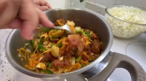 Рецепт. Тушёное филе индейки с овощами и гречкой.