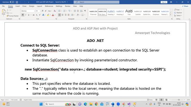 ADO .Net | Connection to SQL Server DB | Ameerpet Technologies | By Srinivas