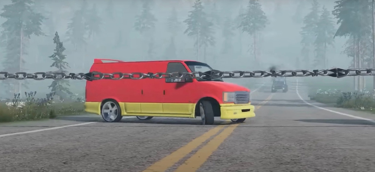 Автомобили против ловушки с натянутой цепью BeamNG Drive смотреть онлайн