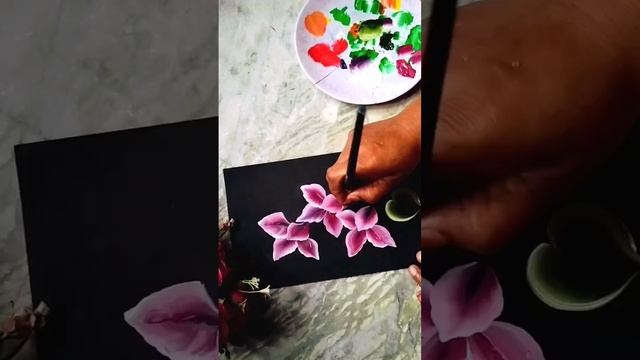 one stroke flower paintings #youtubeshorts #shortvideo #shorts