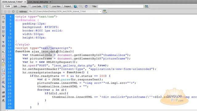 json tutorial for beginners part 7 Ajax PHP MySQL Data Request Programming.mp4