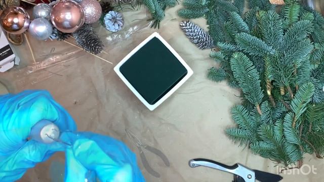 Как сделать новогоднюю композицию/как украсить свечку/новогодние подарки/-ббкомпозиция из нобилиса/
