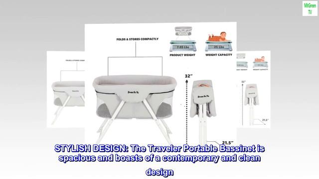 Dream On Me, Traveler Portable Bassinet, Cloud Grey
