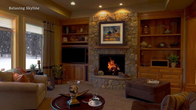Cozy Blizzard Ambience Living Room | Wind Sounds and Crackling Fireplace | Deep Sleep and Relaxatio смотреть онлайн