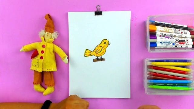 Рисуем птичку в клетке - простые рисунки фломастерами