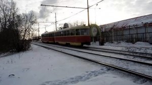 Трамвай Tatra T3SU №335/334 СМЕ с Ассиметричным Пантографом Маршрут №10, город Екатеринбург