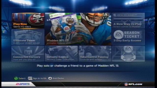 Madden NFL 13 Demo Menu Gameplay смотреть онлайн