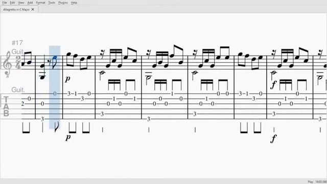 Allegretto in C Major Op 59 - Matteo CarcassiMusic SheetTab.