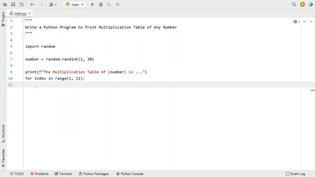 Write a Python Program to Print Multiplication Table of Any Number