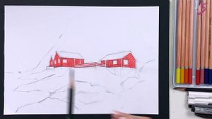 Рисунок. Графика . Угловая перспектива с двумя точками схода