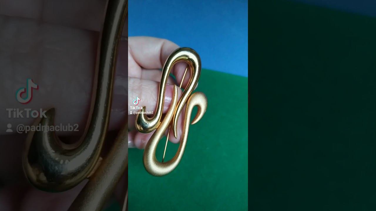 Винтажная брошь Двойная фибула , бижутерия, золотистый тон, США, 1970-1980 гг