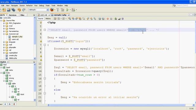 Curso de PHP 38 - Evitar la inyección SQL (ejemplo login)