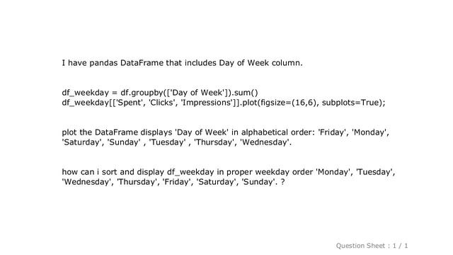 Pandas : pandas dataframe group and sort by weekday смотреть онлайн