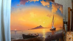 Копирую картину Ивана Айвазовского "Венецианский залив". Холст, масло. 70х105см.