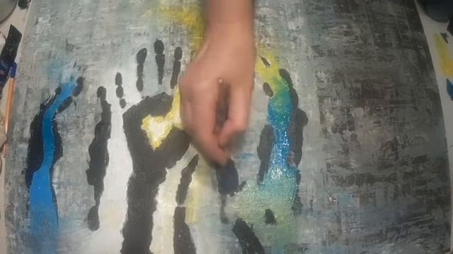 Создание новой картины "Свобода". Акрил, холст, абстракция, грандж, лофт. смотреть онлайн