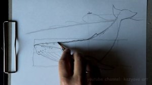Как нарисовать ГОРБАТОГО КИТА карандашом. Поэтапное рисование