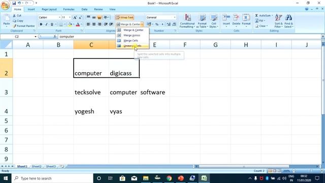 Lecture - 097 : Excel 2007 : How to use alignment, merge, wrap text and more in excel 2007